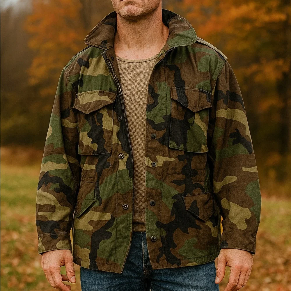 Men’s Vintage Golden Mfg. Co. Green Camo Water Resistant Hooded Jacket Coat